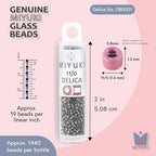 Miyuki Delica Seed Beads – Size 11/0 (1.6 mm), DB0001, Gunmetal, 7.2 g, Approx. 1440 Beads, Made in Japan - color: DB0001 - Gunmetal