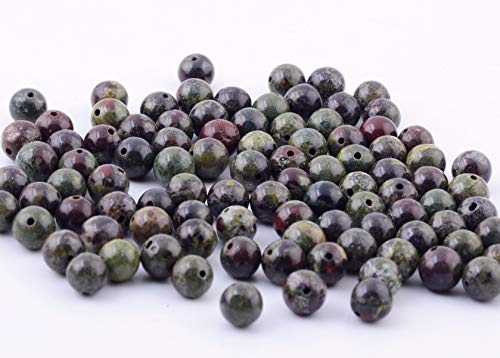 Natural Stone Beads 100pcs 10mm Dragon Blood Stone Round Genuine Stone Beading Loose Gemstone DIY Smooth Beads for Bracelet Necklace Earrings Jewelry Making (Dragon Blood Stone Red, 10mm) - color: Dragon Blood Stone Red, size: 10mm