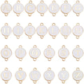 SUNNYCLUE 52Pcs 26 Styles Alphabet Connector Charms Double Link Charm Enamel White Flat Round A to Z Letter Gold Alloy Double Loops Pendants Findings for Jewelry Making Necklaces Bracelets DIY Crafts