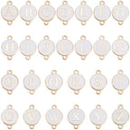 SUNNYCLUE 52Pcs 26 Styles Alphabet Connector Charms Double Link Charm Enamel White Flat Round A to Z Letter Gold Alloy Double Loops Pendants Findings for Jewelry Making Necklaces Bracelets DIY Crafts