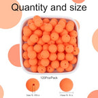 MAIBAOTA 120 Pcs Orange Silicone Beads 15 mm for Keychain/Pens/Bracelet/Necklace Making - Focal Loose Rubber Round Bulk Craft Supplies (With Boxed Kits) - color: Orange