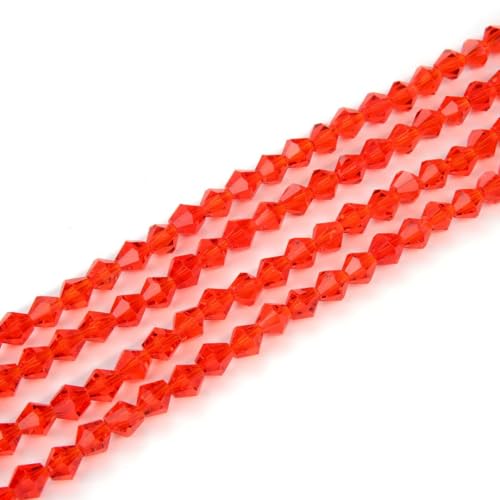 250pcs Czech 6mm (0.24 Inch) Faceted Bicone Crystal Glass Loose Beads Spacer Bulk Light Siam Red for DIY Craft Jewelry Making CCB606 - color: Light Siam Red, size: 6mm - 250pcs