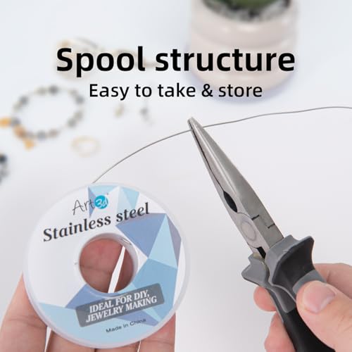 Art3d 20 Gauge Stainless Steel Wire, Bendable Soft Crafting Wire for Jewelry Making Earring Beading DIY Wrapping Sculpting - 120 FT Silver - color: Stainless Steel, size: 20 Gauge / 120 Ft