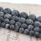 60pcs Natural Matte Black Larvikite Gemstone Beads，6mm Frosted Round Loose Stone Beads for Jewelry Making DIY Earring Bracelet Necklace Crafts - color: Black Larvikite, size: 6mm