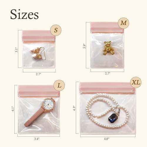30 PCS Clear Plastic EVA Anti Tarnish Jewelry Storage Bags, Zip Ziplock Jewelry Pouches for Selling & Gift, Little Mini Travel Organizer for Ring Earing Chain Bracelet (S) - size: S(2.7"*3.1")