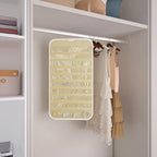 1 Pack Hanging Jewelry Organizer 80-Pocket Dual-sided Jewelry Storage for Earring Necklace Bracelet Ring Travel Holder, White and Beige - color: White and Beige