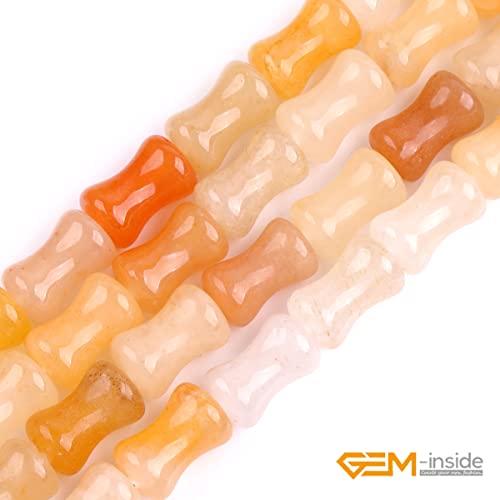 GEM-Inside 30Pcs 8x12mm Natural Yellow Aventurine Jade Plant Bamboo Knot Bone Charms Beads for Jewelry Making Power Energy Chakra Stone Beads - color: Yellow Aventurine Jade