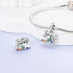 MULA 925 Sterling Silver Charms for Bracelets and Necklaces Lipstick and Bag Dangle Pendants Tower Camera Beads Jewelry Charms for Women - color: Couple Seesaw
