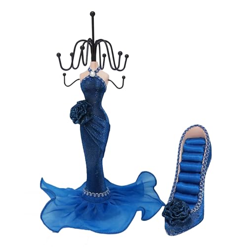2 PCS Set Jewlery Display Shoe Ring Holder - Mannequin Necklace Display Bracelet Orgaziner (R/Blue) - color: R/Blue