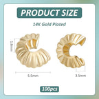 BENECREAT 14K Gold Plated Brass Beads, Crimp Bead Knot Covers Metal Half Round Open Crimp Beads for Jewelry Craft Making - color: Smoothed Gold, size: 0.21x0.14 Inch