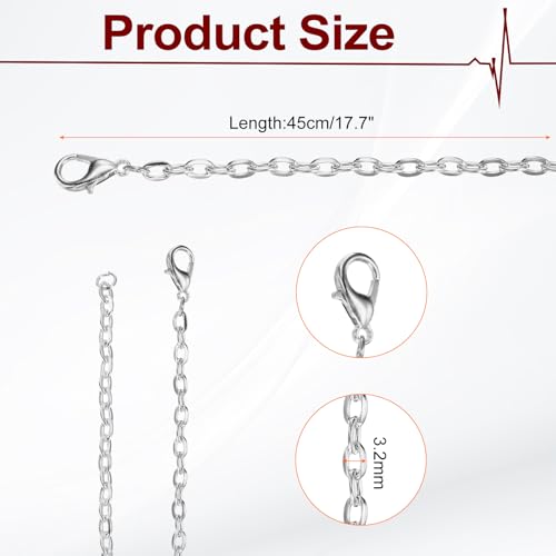 HARFINGTON 20 Pack 18 Inch Necklace Chains Bulk 3.2mm Silver Plated Cable Chains with Lobster Clasps for Jewelry Making - color: Silver, size: 18 Inch x 3.2mm