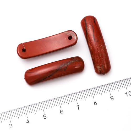5PCS Natural Red Stone Rectangle Curved Beads Gemstone Pendants Connectors for DIY Bracelet Neclace Jewelry Making - color: Red Stone
