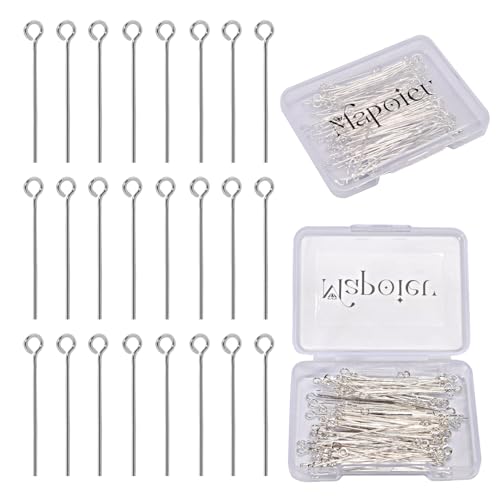 200pcs 30mm Silver Filled Eye Pins DIY Crafts Beads Charms Earring Bracelet Jewelry Making Accessories Supplies - color: Silver Eye Pins, size: 30mm