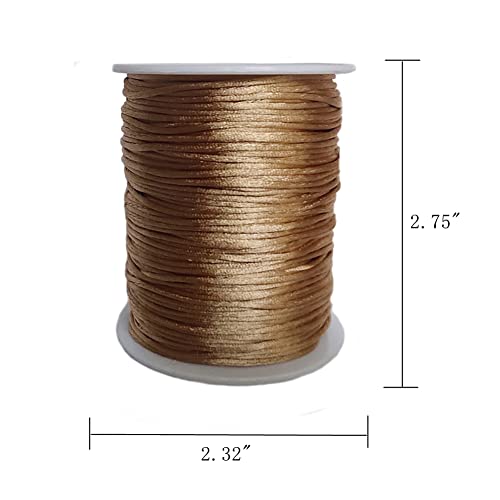 1.5mm Nylon Satin Cord Thread Beading String for Macrame Bracelets Chinese Knotting,Necklaces,Jewelry Making 109 Yards (Khaki) - color: Khaki, size: 1.5mm