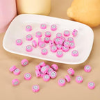 50PCS Handmade Polymer Clay Round Beads Pitaya Slice Dragon Fruit Loose Beads Fruit Theme Spacer Beads for DIY Bracelet Necklace Earring Charm Jewelry Making Hole 1.8mm - color: Pitaya Slice