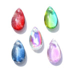 Ipotkitt 200 Pcs Random Color Transparent Glass Teardrop Charms Crystal Water Drop Bead Charms Top Drilled Beads for DIY Earring Necklace Bracelets - color: 200pcs-Drop Charms-Mixed Color