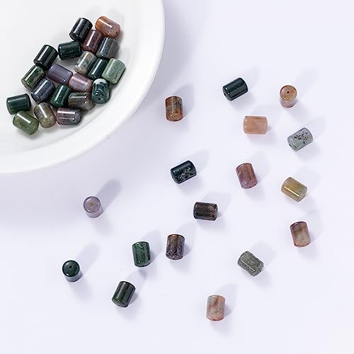 Natural Indian Agate Cylinder Tube Beads 10x14mm 38cm/str Loose Semi Gemstone Stone Beads for Making Bracelets Necklace - color: Indian Agate