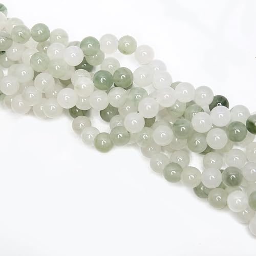 70PCS Natural 8MM Healing Gemstone, Iceberg Jade Energy Stone Round Loose Beads, Semi-Precious Crystal Beads with Free Elastic String for Jewelry Making DIY - color: Iceberg Jade, size: 8MM