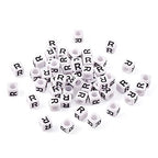 FASHEWELRY 300Pcs Cube White Acrylic Letter Beads 6x6mm Letter R Alphabet Beads for DIY Bracelet Necklace Jewelry Making - color: Letter R, size: 6x6x6mm