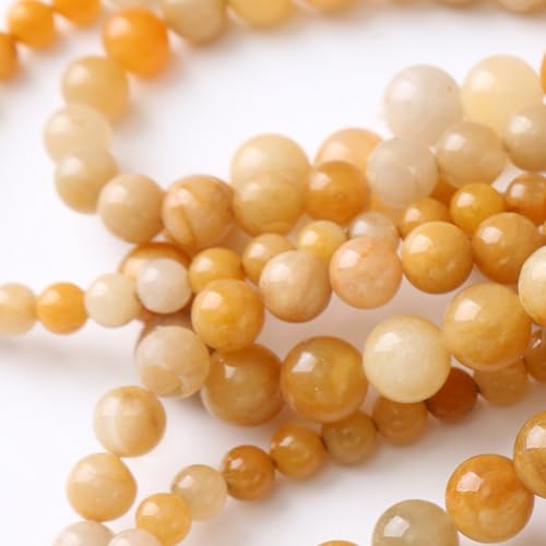 Natural Topaz Stone Beads Gemstone Round Crystal Energy Jade Beads Stone Beads for Jewelry Making DIY Bracelet Necklace Jewelry Making 1 Strand 15.5inch 60PCS 6MM - color: topaz, size: 6MM