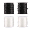 4 Rolls Clear Elastic Bracelet String, 0.8mm & 1mm, TuNan Crystal Stretchy Bead String Stretch Cord for Bracelets Beading Jewelry Making - Clear and Black (50/50/55/55 Yards)