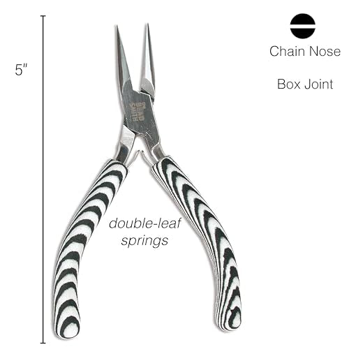 The Beadsmith Chain Nose Pliers – Zebra Print Line – 5 inches (127mm) – Comfortable Handle with Double Leaf Springs – Jewelry Making Tool for Creating Bracelets, Earrings and Necklaces - size: chain nose - 5"