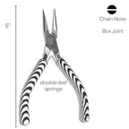 The Beadsmith Chain Nose Pliers – Zebra Print Line – 5 inches (127mm) – Comfortable Handle with Double Leaf Springs – Jewelry Making Tool for Creating Bracelets, Earrings and Necklaces - size: chain nose - 5"