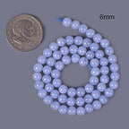 Natural Blue Lace Agate 6mm Gemstone Round Loose Beads Strand for DIY Bracelet Necklace Jewelry Making Bead - color: Blue Lace Agate, size: 6mm