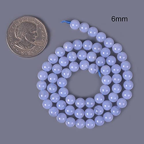 Natural Blue Lace Agate 6mm Gemstone Round Loose Beads Strand for DIY Bracelet Necklace Jewelry Making Bead - color: Blue Lace Agate, size: 6mm