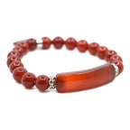 Justinstones Gem Semi Precious Gemstone Love Heart Charm Stretch Beaded Bracelet Unisex - color: Red Agate