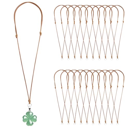 20 Pcs Necklace Cord for Pendant Necklace String Adjustable Knotted Handmade Craft Choker with Metal Ring for Hanging Pendants Rope, Black Necklace Cord - color: Brown