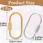2 Pcs Locking Carabiner Small, Oval Jewelry Carabiner, Silver Carabiner Clasp, Metal Carabiner Necklace for DIY Necklace Bracelets Jewelry Making Hook (Silver, Gold) - color: 2 Pcs-Silver, Gold, Style1
