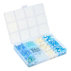 LiQunSweet 430 Pcs 12 Styles Blue White Acrylic Imitation Pearl Flower Star Heart Round Beads for DIY Jewelry Making Gift - color: Blue White Acrylic Beads_12 Styles_430Pcs