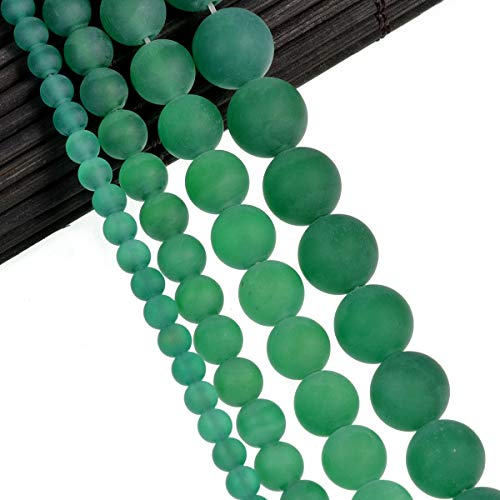 Natural Matte Gemstone Round Spacer Beads (4mm, Green Agate) - color: Green Agate, size: 4mm
