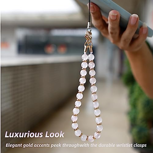 Marble Beaded Phone Wrist Strap,Detachable Phone Bracelet Strap with Tether Tab,Hands-Free Wristlet Strap (Pink-2) - color: Pink-2
