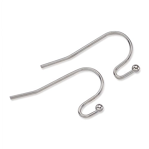 KISSITTY 100-Piece Platinum French Hook Ball Dot Earwires 22x11mm Dangle Earring Wires Findings