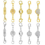 Magnetic Necklace Clasp & Extender Chain Set, 5 Styles Strong Magnetic Necklace Clasp and Closures for Jewelry Connector, Gold & Silver (10pcs) - color: 10pcs