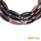 GEM-Inside Botswana Agate 10x30mm Bronw Olivary Banded Beads Natural for Jewelry Making Loose Beads Natural 15" - size: Brown-10X30mm