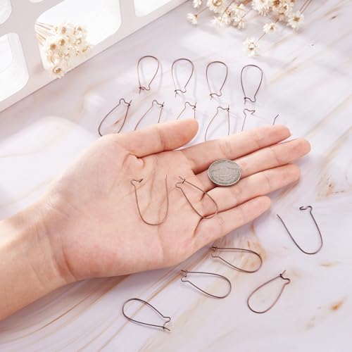 PH PandaHall 50-Piece Red Copper Kidney Earring Wires, Brass Hoop Earrings Components, 33mm/1.3inch