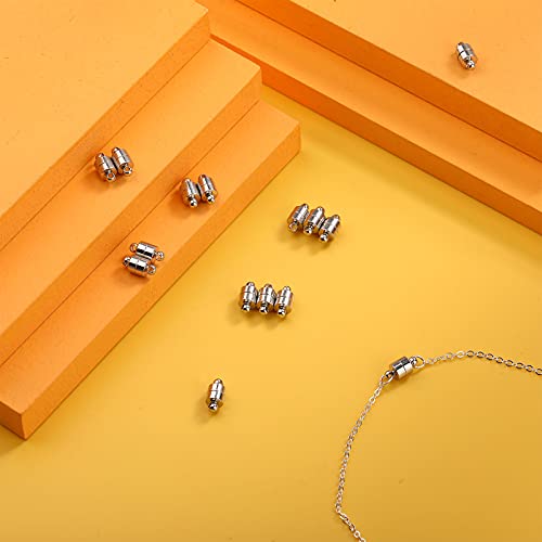 Sureio 24 Pairs Magnetic Necklace Bracelet Clasps Magnet Converter Jewelry Clasps Extenders Locking for Bracelet Necklace Making(Silver)