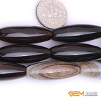 GEM-Inside Botswana Agate 10x30mm Bronw Olivary Banded Beads Natural for Jewelry Making Loose Beads Natural 15" - size: Brown-10X30mm
