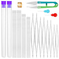 UOOU 28 Pcs Beading Needles Set, Beading Needles for Seed Beads Include 20 Pcs Long Straight Beading Thread Needles & 8 Pcs Big Eye Bead Needles for Jewelry Making - color: White-28 Pcs
