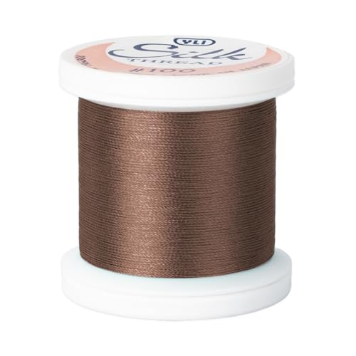 YLI Threads Silk Thread – 100 wt Fine Japanese Silk for Appliqué, EPP, and Quilting - Chocolate - color: Chocolate