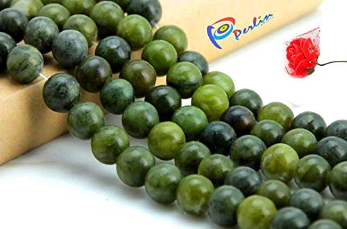 Perlin Taiwan Jade Gemstone Round Beads Taiwan Jade Polished Semi-Precious Gemstones Jewellery Beads Green Natural Stone for DIY Crafts Making Necklace Bracelet Earrings Accessories (8 mm - 15 Pcs) - size: 8mm, 15 Stück Poliert