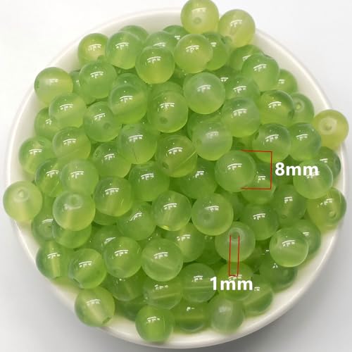 200PCS Glass Beads 8mm Glass Beads for Bracelets Necklaces Jewelry Making DIY Crafts (Light Green) - color: 1Light Green