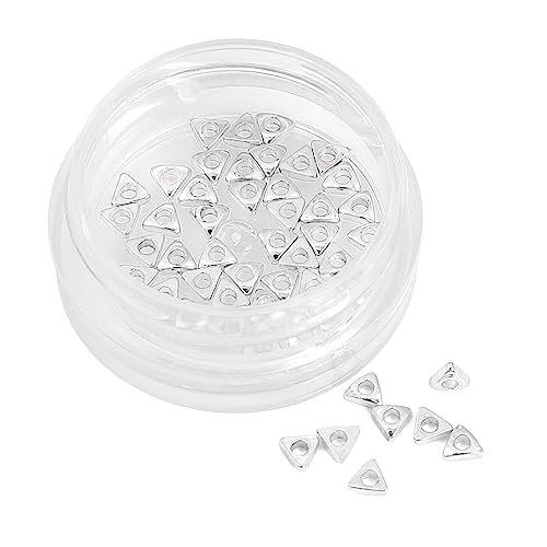 BEADIA Silver Plated Triangle Spacer Beads 3x3mm 50pcs for Jewelry Making Findings Non Tarnish - color: Silver, size: 3x3mm Triangle