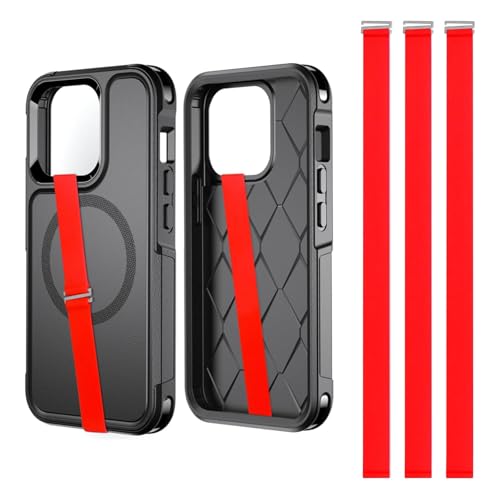 TEAMOLA Silicone Phone Grip Strap - Red 230 Phone Hand Strap Holder with Loop for Cell Phones, iPhone Grip, Finger Holder & Back of Phone Grips, Secure Anti-Slip Grip(3 Packs) - color: 230，3 Red