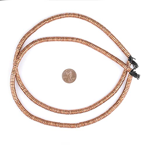 The Bead Chest Copper Snake Disk Beads 6mm, Full Strand of Quality Metal Spacers for DIY Jewelry Design - color: Copper
