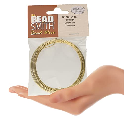 The Beadsmith German Jewelry Wire – 0.8mm Diameter, 20 Gauge, 5 Meter Coil – 100% Brass – Beading Wire Used to Jewelry Making, Wire Wrapping, Sculpting, Floral, Modeling and Other DIY Arts & Crafts - color: BRASS, size: 20 Gauge
