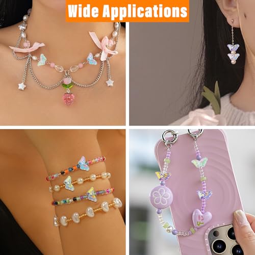 Stiesy Electroplated Butterfly Beads 80Pcs, Handmade Lampwork Glass Spacer Loose Beads Bulk for Women's DIY Fashion Jewelry and Craft Creations - color: Butterfly-8 Colors-80pcs
